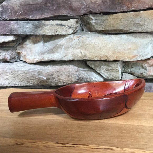 Wood MonkeyPod Leaf Serving Snack Bowl Carved Boho - Picture 3 of 5